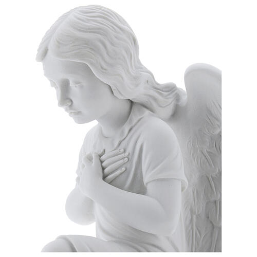 Praying angel, left, in composite white Carrara marble 13,3 2