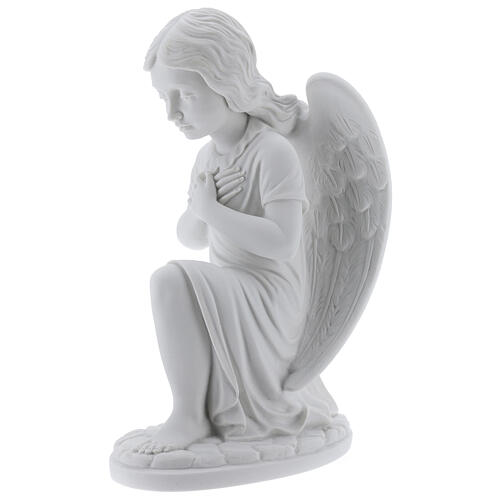 Praying angel, left, in composite white Carrara marble 13,3 3