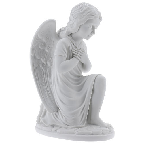 Praying angel, left, in composite white Carrara marble 13,3 4
