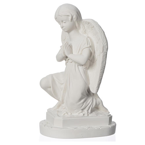 Angel with hands joined in reconstituted Carrara marble 11,02in 6
