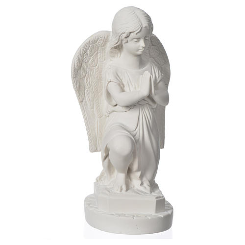 Angel with hands joined in reconstituted Carrara marble 11,02in 1