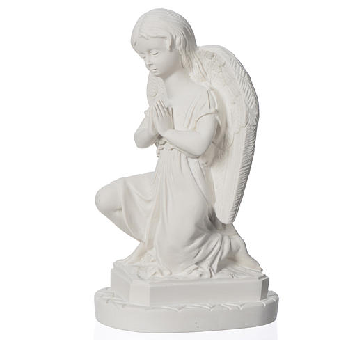 Angel with hands joined in reconstituted Carrara marble 11,02in 2