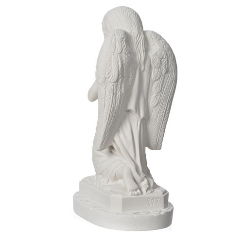 Angel with hands joined in reconstituted Carrara marble 11,02in 8
