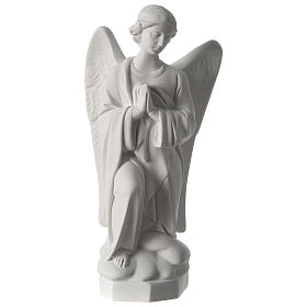 Angel with hands on heart, left, in white Carrara marble 45 cm