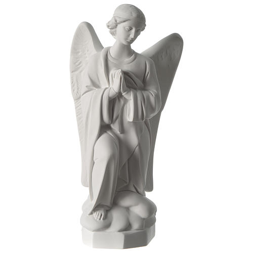 Angel with hands on heart, left, in white Carrara marble 45 cm 1