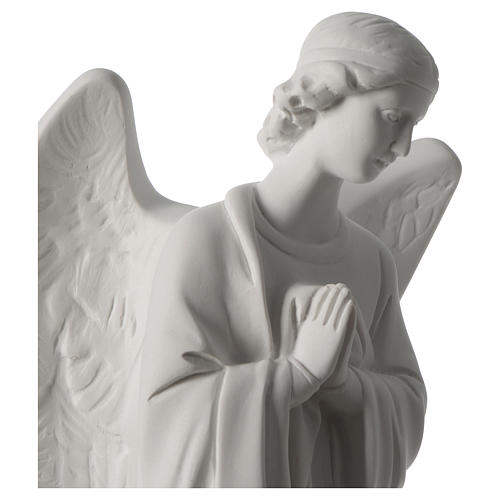 Angel with hands on heart, left, in white Carrara marble 45 cm 2
