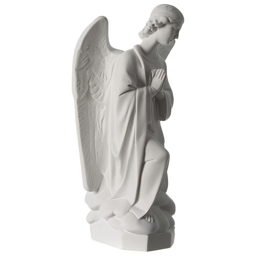 Angel with hands on heart, left, in white Carrara marble 45 cm 4