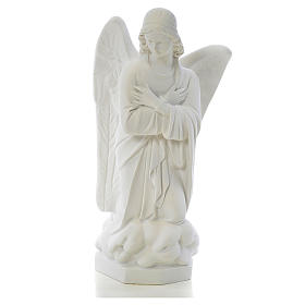 Angel with hands on heart, right, in white Carrara marble 45cm
