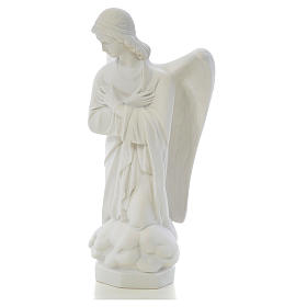 Angel with hands on heart, right, in white Carrara marble 45cm