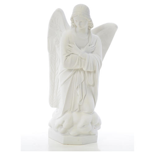 Angel with hands on heart, right, in white Carrara marble 45cm 5