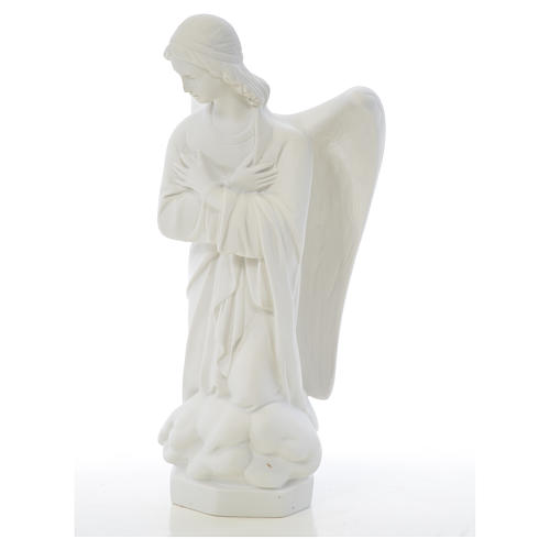 Angel with hands on heart, right, in white Carrara marble 45cm 6