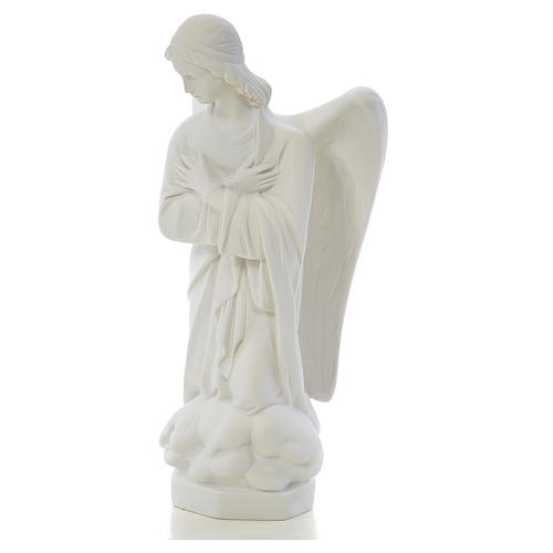 Angel with hands on heart, right, in white Carrara marble 45cm 2