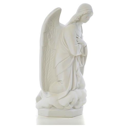 Angel with hands on heart, right, in white Carrara marble 45cm 4