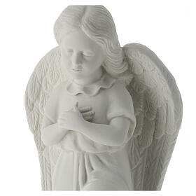Angel with hands on heart in reconstituted Carrara marble 11,02i