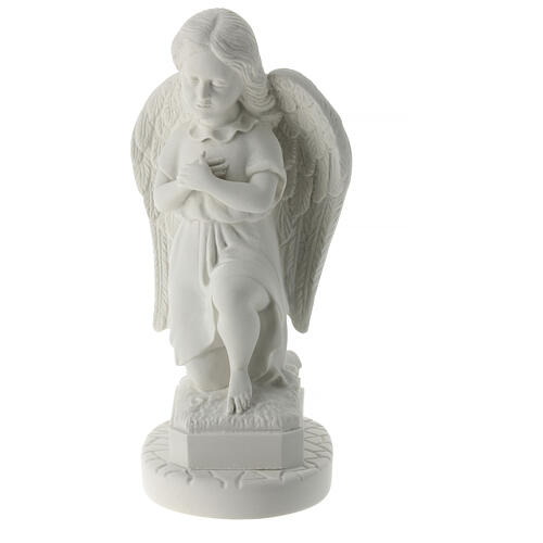 Angel with hands on heart in reconstituted Carrara marble 11,02i 1