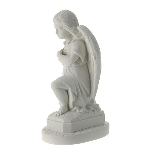Angel with hands on heart in reconstituted Carrara marble 11,02i 3