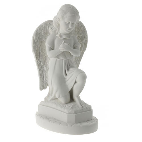 Angel with hands on heart in reconstituted Carrara marble 11,02i 5