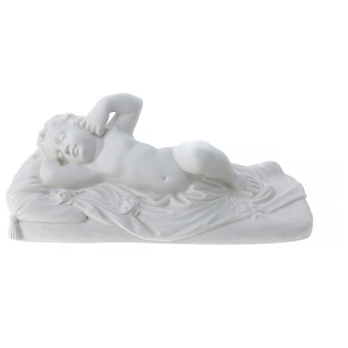 Angel lying statue in composite marble, 32 cm 1
