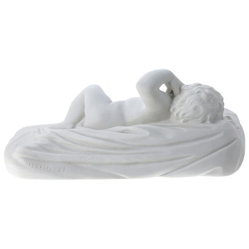 Angelot couché 32 cm marbre blanc 5