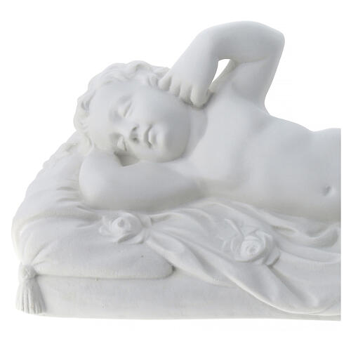 Anjo deitado 32 cm mármore branco 2