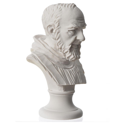 Padre Pio, reconstituted carrara marble bust, 14 cm 5