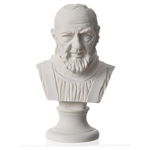 Padre Pio, reconstituted carrara marble bust, 14 cm 1