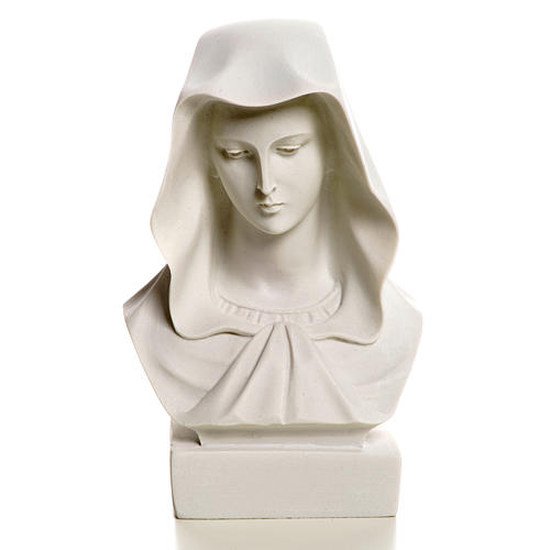 Our Lady, reconstituted carrara marble made bust, 12 cm 4