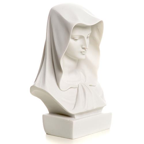 Our Lady, reconstituted carrara marble made bust, 12 cm 5