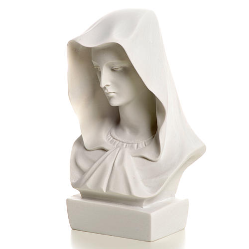 Our Lady, reconstituted carrara marble made bust, 12 cm 6
