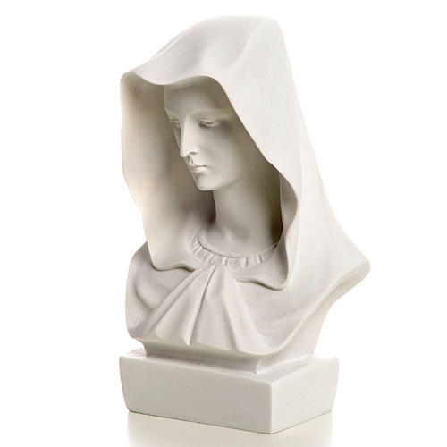 Our Lady, reconstituted carrara marble made bust, 12 cm 3