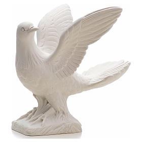 Dove with open wings statue in composite marble, 25 cm