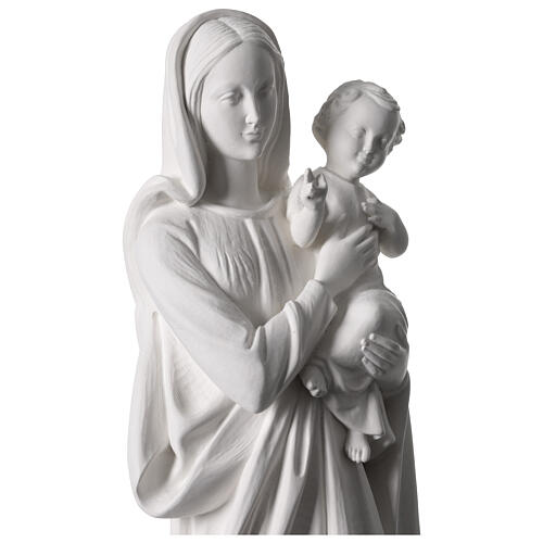 Relief, Gottesmutter mit Kind – 62 cm, weißes Fiberglas, für Außenbereich 2
