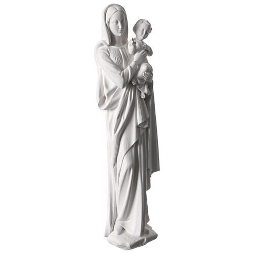 Relief, Gottesmutter mit Kind – 62 cm, weißes Fiberglas, für Außenbereich 6