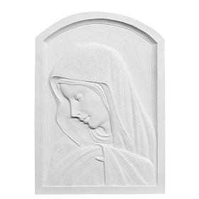 Virgen de perfil 45cm en relieve en mármol blanco