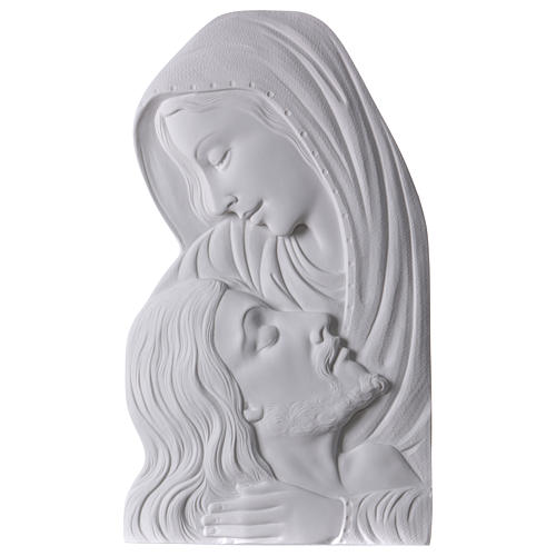 Relief Gottesmutter und Jesus Gesichte 50 cm  Marmorpulver 1