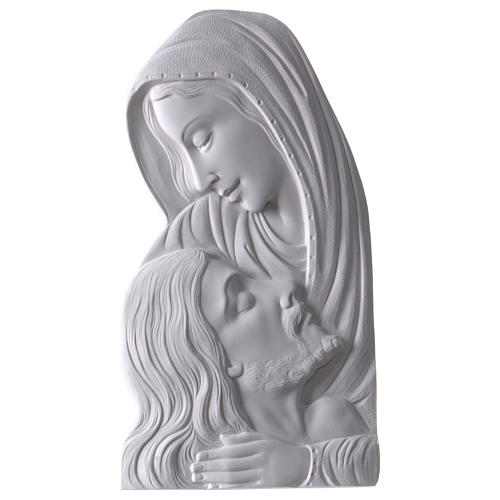 Relief Gottesmutter und Jesus Gesichte 50 cm  Marmorpulver 3