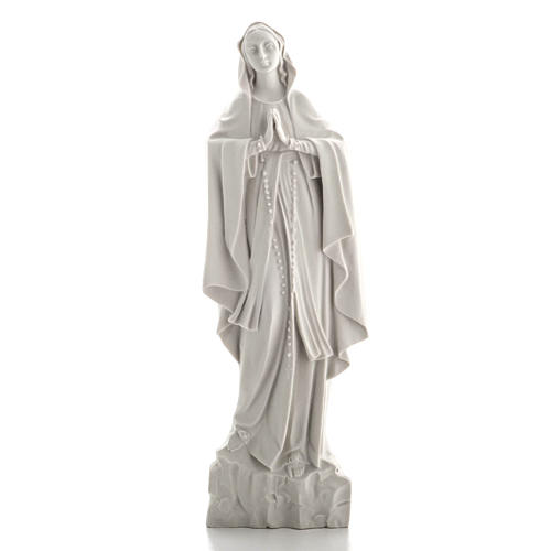 Virgen de Lourdes 42cm en relieve en mármol blanco 1