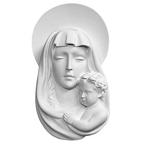 Bas relief Vierge à l'enfant 25 cm marbre blanc