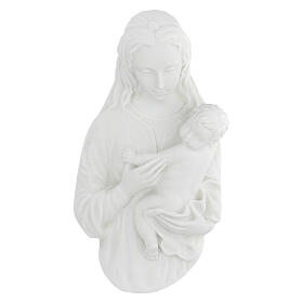 Virgen con el niño 22 cm en relieve, mármol blanco