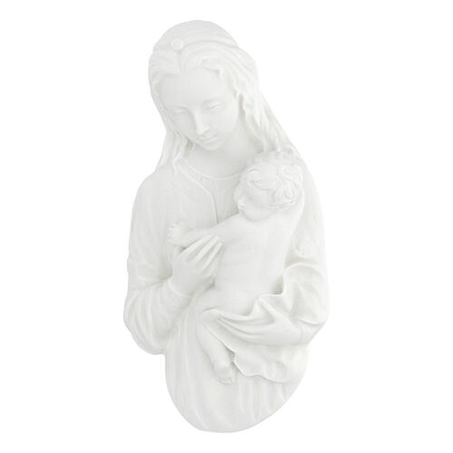 Virgen con el niño 22 cm en relieve, mármol blanco 3