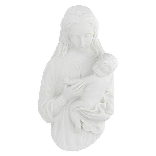 Vierge à l'enfant 22 cm bas relief poudre de marbre 1