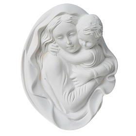 Vierge à l'enfant 18 cm bas relief poudre de marbre