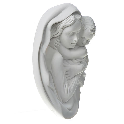 Vierge à l'enfant 18 cm bas relief poudre de marbre 3