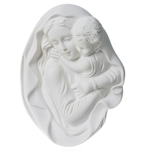Our Lady with child bas-relief in reconstituted marble, 18 cm 2