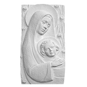 Our Lady with child bas-relief in reconstituted marble, 31 cm