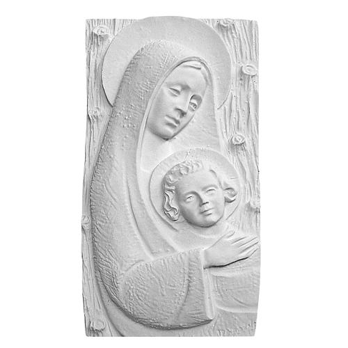 Our Lady with child bas-relief in reconstituted marble, 31 cm 1