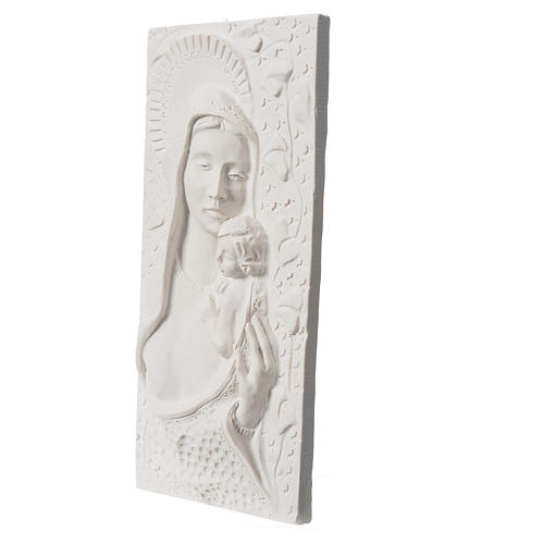 Our Lady with child, 30 cm bas-relief in reconstituted marble 2