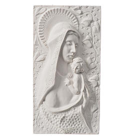 Our Lady with child, 30 cm bas-relief in reconstituted marble