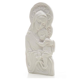 Our Lady with child, 14 cm bas-relief in reconstituted marble