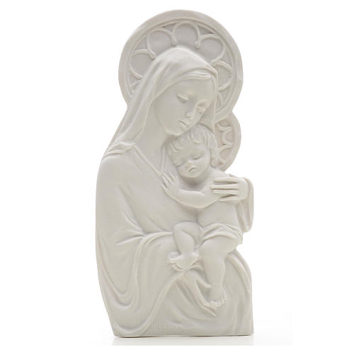 Our Lady with child, 14 cm bas-relief in reconstituted marble 1